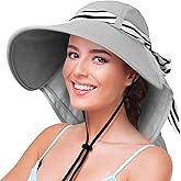 Solaris UPF 50+ Wide Brim Sun Hat for Women - Small Size Packable Lightweight, Floral Scarf Cooling Hat with Neck Flap