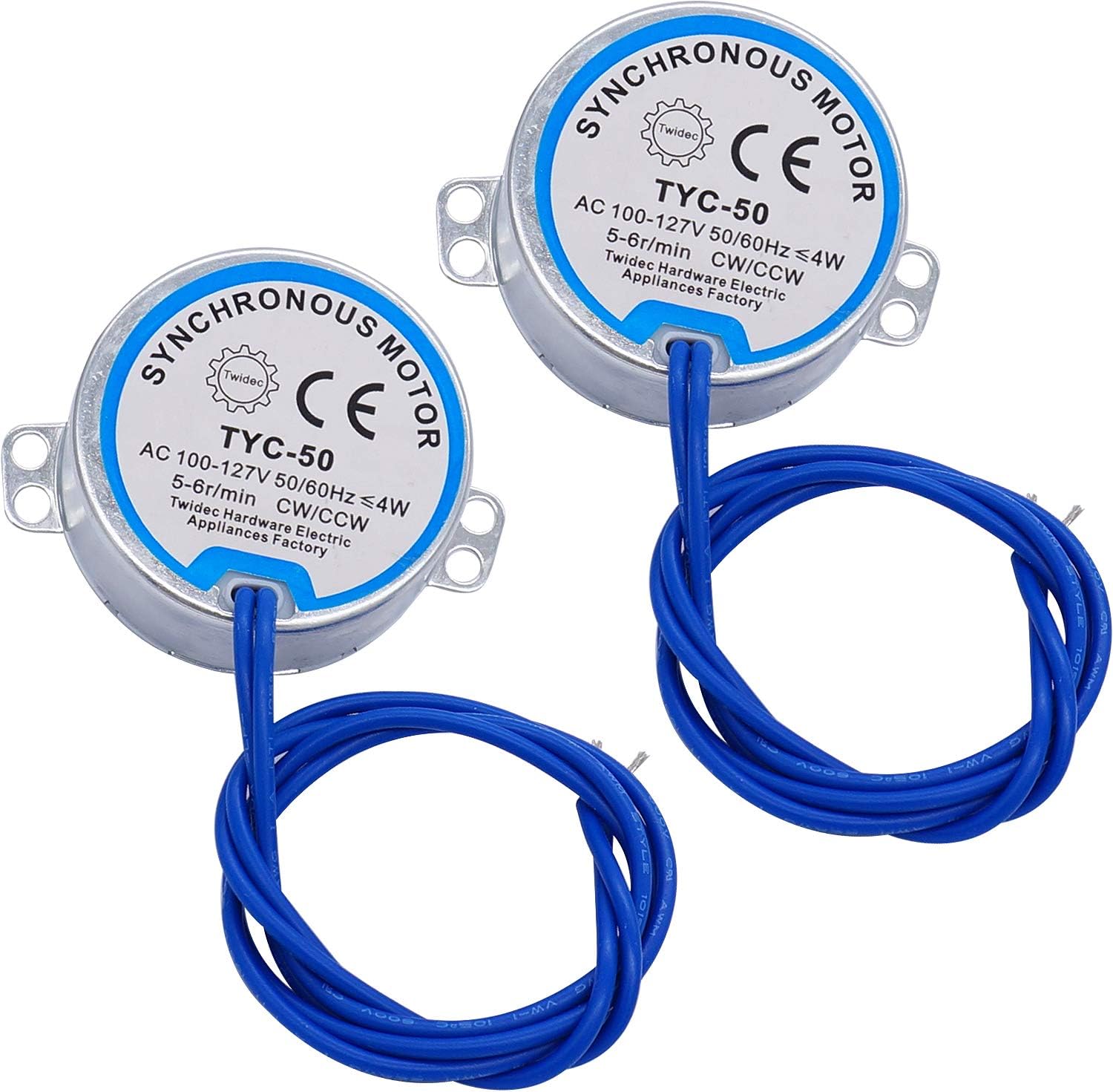 TWTADE 2PCS Electric Synchronous Synchron Motor Turntable motor Metal AC 100~127V 50/60Hz 4W 5-6RPM CW/CCW with 7mm Flexible Coupling Connector TYC-50 - - 
