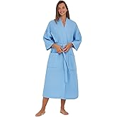 MONARCH Unisex Square Waffle Spa Kimono Robe – Soft Lightweight Fabric & Generously Sized Hotel & Spa Robe with Pockets