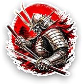 Sunset Samurai Warrior Sticker Decal 5 Inch, Samurai Sticker, Japanese Car Decal Waterproof Vinyl for Car, Laptops, Auto Bumper, Window, Skateboard, Water Bottles
