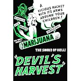 Devils Harvest Marijuana Blacklight Poster Classic Retro Trippy Flocked Felt Velvet UV Black Light Reactive Psychedelic Propaganda Vintage Movie Weed Stoner 420 Cannabis Cool Wall Decor 24x36