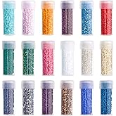 DICOSMETIC 90G 2mm Seed Beads Bulk 18 Colors Cylinder Glass Seed Beads Round Hole Mini Bead Small Loose Spacer Craft Bead for Bracelet Necklace Earring Jewelry Making, Hole: 0.8mm