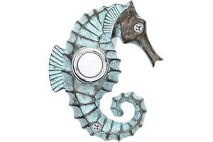 Waterwood Hand Painted Seahorse Doorbell - Wired & Illuminated Push Button Cast in Durable Polyresin