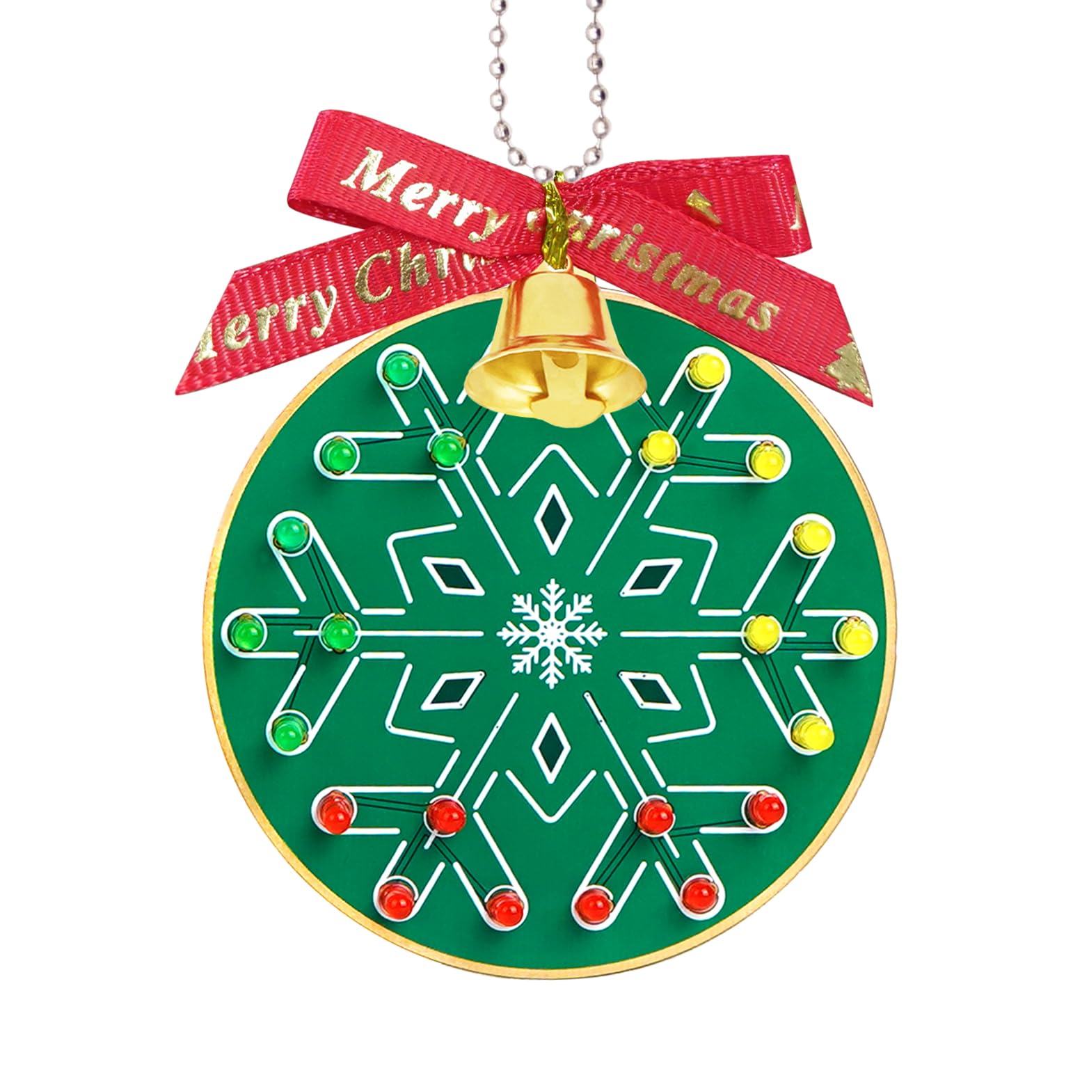 Treedix Soldering Practice Kit DIY Christmas Tree Decoration Soldering Kit, Snowflake Shape Red Green and Yellow LED Flashing Lights, Electronic Project Kit — image 1