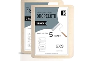 TOPCOTTON Top Cotton Canvas Drop Cloth, Pack of 2 Reusable Paint Drop Cloth, 100% Recycled Cotton, All Purpose Painters Drop Cloth, Cotton Canvas Tarp Cover for Painter Furniture & Floor Protection (6X9FT)