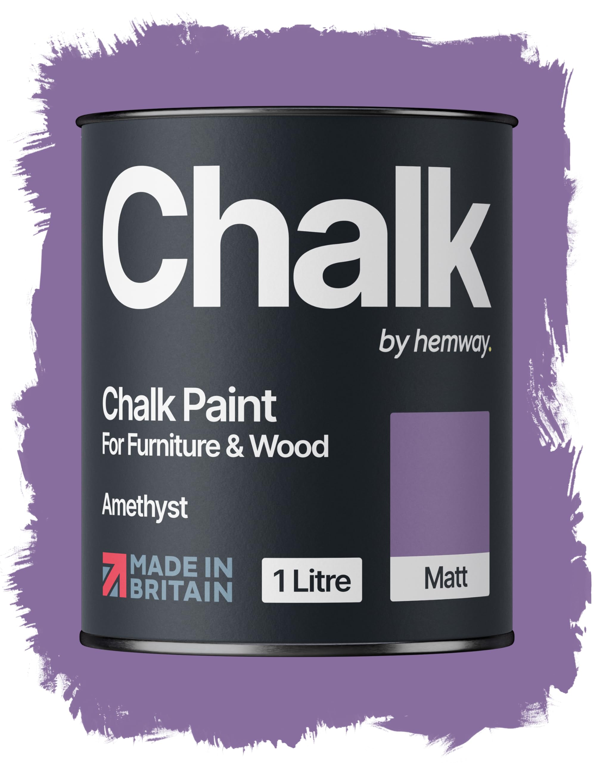 Hemway Chalk Paint Amethyst Purple Furniture Paint 1L, Matt Finish Shabby Chic, Chalk Furniture & Walls, Quick Dry & 1 Coat