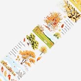 WT Pre-Cut Hello Autumn Wide PET Tape, Watercolor Fall Designs, 70mm x 5m | Pre-cut transparent PET tape stickers with original watercolor fall designs for journaling, scrapbooking and planners.