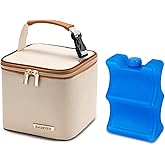 Breastmilk Cooler Bag with Ice Pack Fits 4 Baby Bottles Up to 5 Ounce, Baby Bottle Cooler Bag Great for Nursing Mom Daycare,Beige