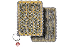 CM SCRUBBER Knapp Made Combo Chainmail Cast Iron Scrubber with Silicone Core - Heavy Duty Rings and Fine Chainmail Rings -Premium Cast Iron Cleaner Chainmail Scrubber -Perfect for Cast Iron Cookware,Skillet,Woks