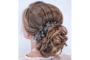 Brishow Black Wedding Hair Comb Rhinestones Opal Crystal Vintage Bridal Hair Clips Bride Hairpiece Handband Accessories for Women and Girls