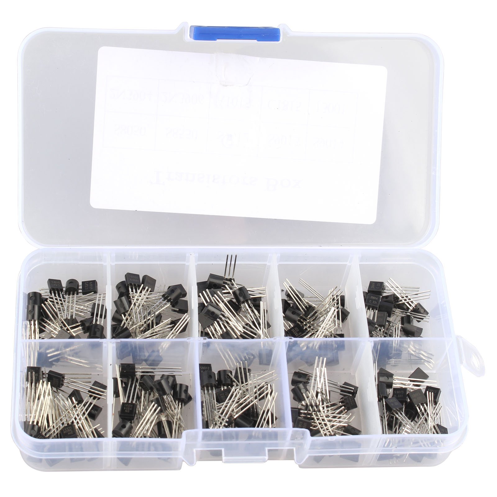 HALJIA 200Pcs 10 Kinds of Transistor Tiode TO-92 Assortment Kit Set, Model: S8050, S8550, S9012, S9013, S9014, 2N3904, 2N3906, C1815, A1015, MJE13001