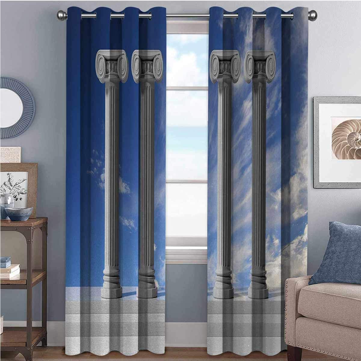 Pillar Blackout Curtains Gasket Insulation Historical Theme with Four