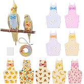 9 Pcs Reusable Bird Diaper, Cute Parrot Flight Suit with Leash &amp; Diaper Pads, Washable Bird Nappy Clothes with Adjustable Straps for Cockatiel, Sun Conure, Green Cheek &amp; Medium Parrots(Size M)