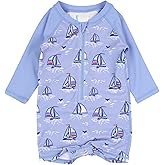 RUGGEDBUTTS Baby/Toddler Boy Swimsuit, One Piece Zipper Rash Guard Sunsuit with UPF 50+ Sun Protection