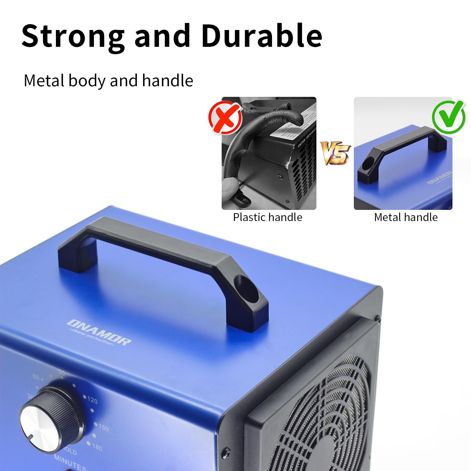ONAMOR Ozone Generator 80000mg, Ozone Machine Odor Removal, Ozone Ionizer Deodorizer, High Efficiency Ozone Odor Eliminator for Home, Car, Smoke, Basement and Pet Room, Blue