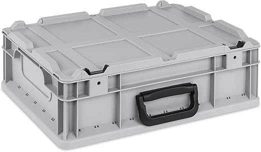 AidB Scharnierdeckel-Set Für Eurobox NextGen 600x400 Mm – Inkl. 2 Gelbe Schnappverschlüsse