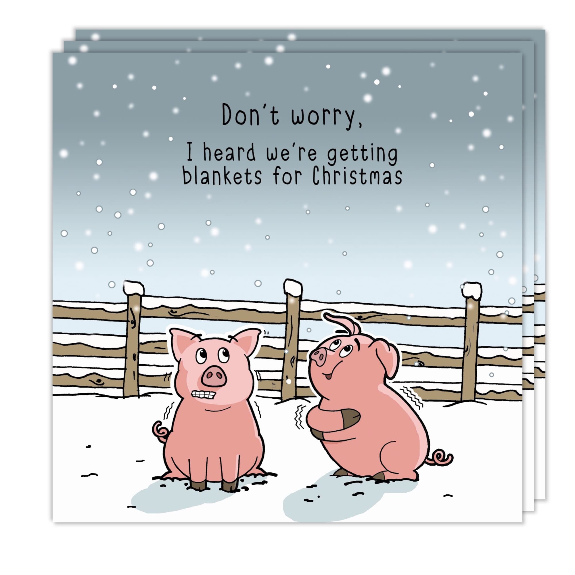 Twizler Funny Christmas Cards Pack of 3 - Pigs in Blankets Design - Funny Christmas Cards Multipack - 3 Pack of Christmas Cards - Merry Christmas Cards