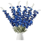 IPOPU Delphinium Artificial Flowers Royal Blue Fake Larkspur Flowers 6 PCS 33.5 in Long Stem Artificial Flowers for Tall Vase for Home Wedding Office Decoration(Royal Blue)