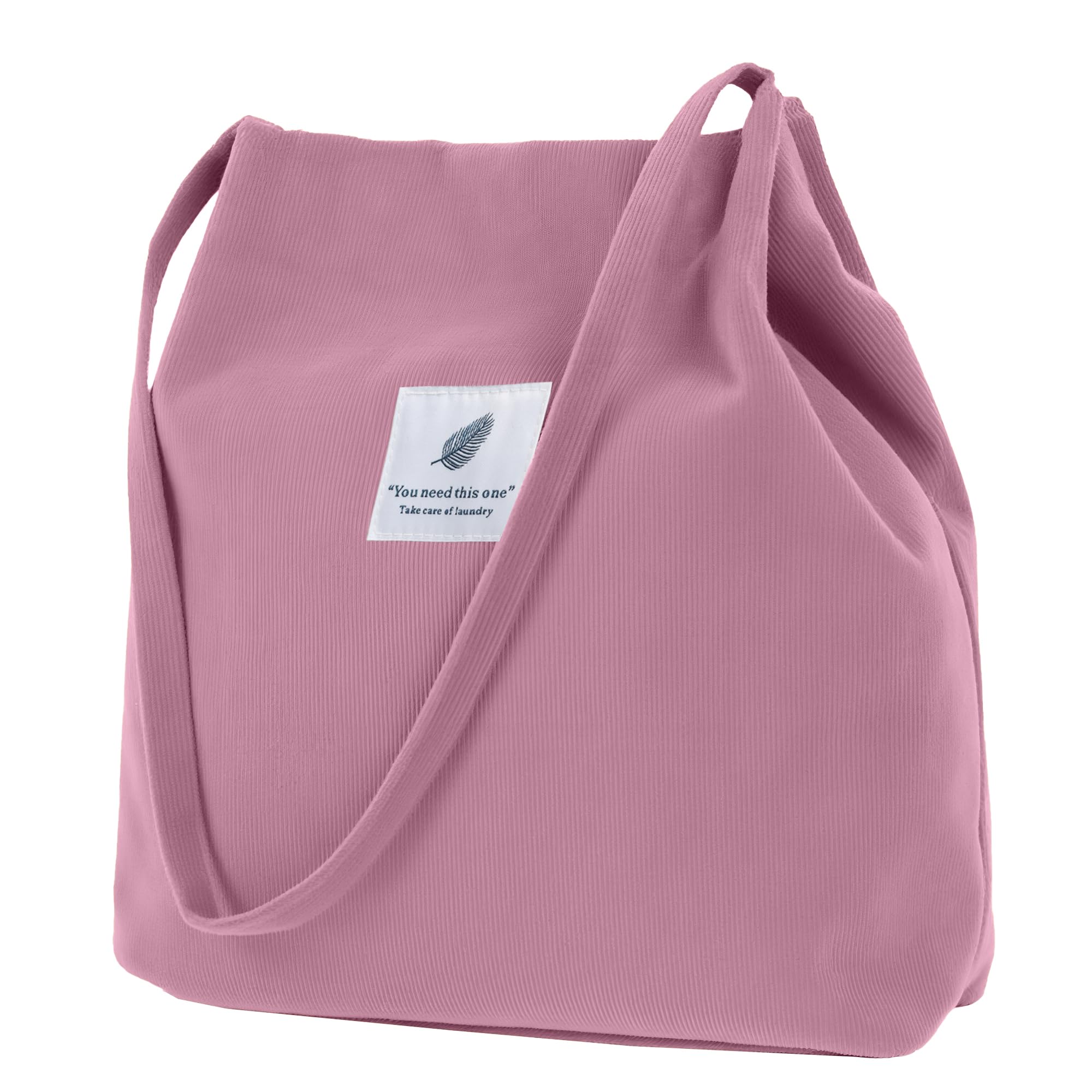 ZhengYue Large Cord Bag for Women Corduroy Tote Bag Women Shoulder Handbags Totes Bag for School Shopping Work College Casual Pink