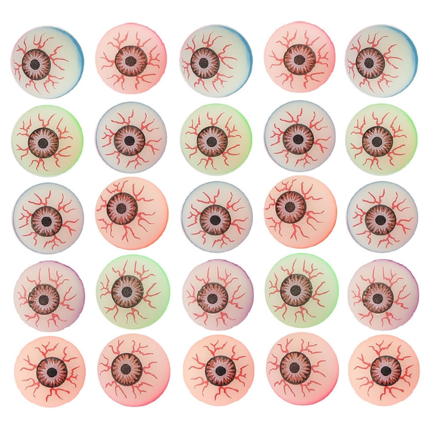 BORFUE 25Pcs Halloween Eyeball Bouncy Balls Glow in the Dark Bouncy Balls Fake Eye Balls for Halloween Party Favors