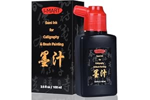 I-MART Sumi Ink for Chinese Calligraphy & Japanese Brush Art, Calligraphy Ink for Traditional Artworks, India Ink Black for Painting & Writing (3.5 fl oz/100 ml, Black)