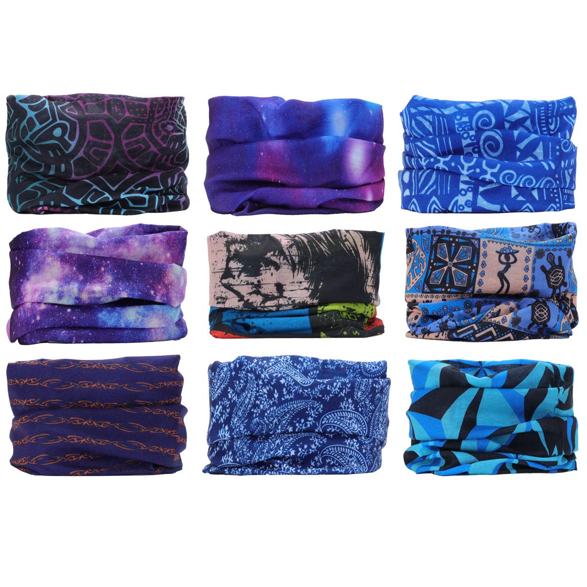 YouGa Multifunctional Headband - 9/12 Elastic Tube Scarf Headwear UV Resistance 3D Magic Mask, Seamless Headbands Bandana, Sports Headwrap Balaclava (Sky blush-Series B)