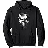Marvel Punisher Vertical Lines Skull Vintage Chest Logo Pullover Hoodie