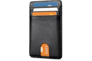 Buffway Mens Slim Wallet, Minimalist Thin Front Pocket Leather Credit Card Holder with RFID Blocking for Work Travel
