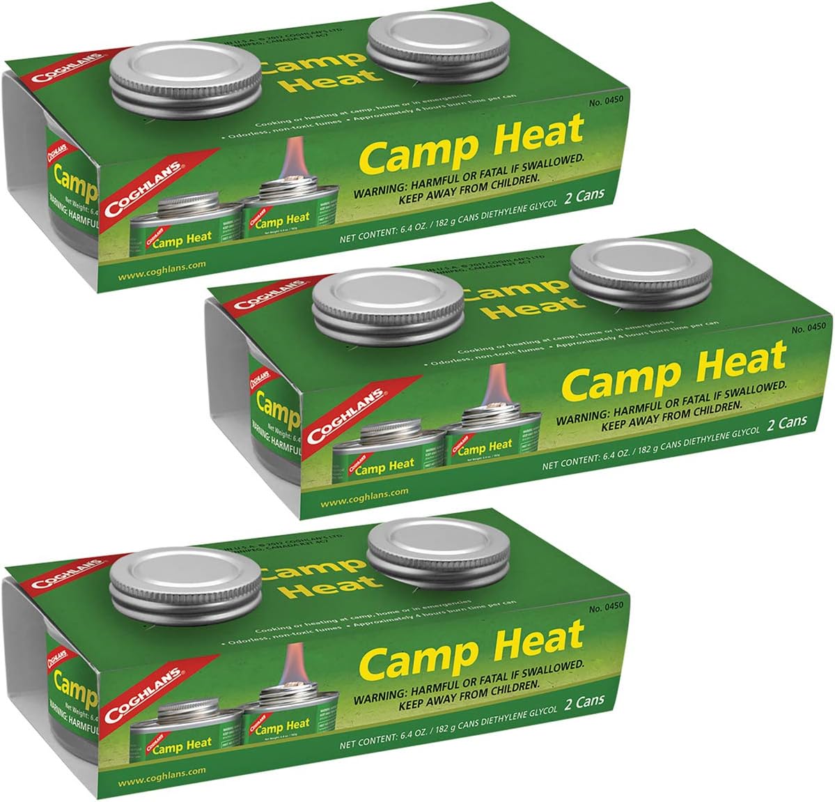 Coghlan's 450 Camp Heat, 2 Cans, 3 PACK
