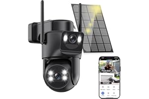 4K Dual Lens Solar Security Cameras Wireless Outdoor, 2.4/5Ghz WiFi 6 Camera Surveillance Exterieur with 8MP Full Color Night