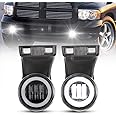 BUNKER INDUST Dodge Ram LED Fog Lights with Daytime Running Lights Set,1 Pair Clear Lens Fog Lamps Replacement for 1994 1995 1996 1997 1998 1999 2000 2001 2002 Dodge Ram 1500 2500 3500