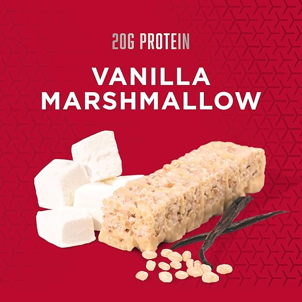 BSN PROTEIN CRISP BAR, VANILLA MARSHMALLOW, 18 GRAM PROTEIN SNACK BARS WITH WHEY AND FIBER, GLUTEN-FREE CRUNCHY ENERGY BARS FOR WORKOUT, FITNESS, ON-THE-GO, 12 COUNT