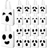 VDESFUEBY 20Pcs Halloween Trick or Treat Bags, Halloween Ghost Party Favor Bags Non-Woven Ghost Bag, Goodie Candy Bag for Birthday Party Favors(4 Patterns)