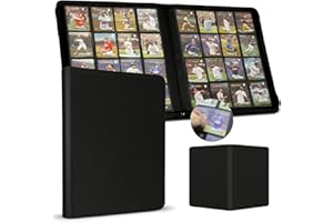MEGAPUXIN Premium Card Binder 16 Pocket, 1000+ Cards PU Cover Trading Card Binder Side Loading Card Collection Album Holder Folders for MTG, TCG, Game Cards & Sports Cards, Kpop (black)