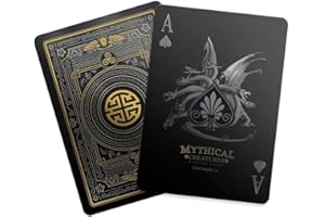 GENT SUPPLY CO. Mythical Creatures Playing Cards - Black, Silver & Gold Edition | Waterproof PVC | Greek, Norse, Egyptian, East Asian Designs | Custom Hand-Drawn Art