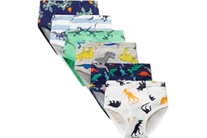 BYONEME 100% Cotton Little Boys Briefs Soft Dinosaur Truck Toddler Underwear