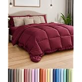 Comforter King Size - Down Alternative Duvet Insert - Burgundy, 102" x 90" | Soft &amp; Comfy, Quilted White Comforter with Corner Tabs, Box Stitched Down Alternative Bedding for Men, Women, Kids &amp; Teens