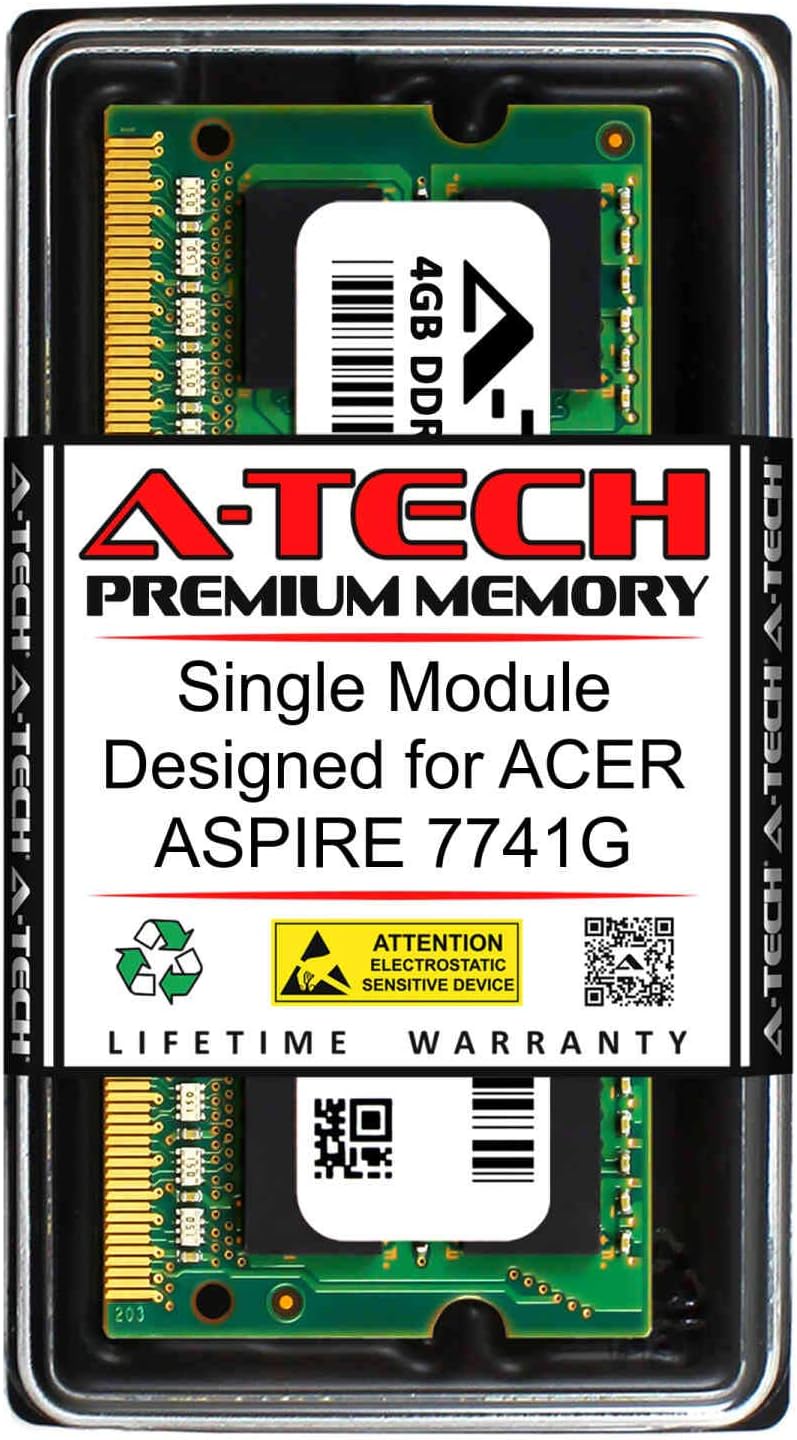 A-Tech 4GB RAM for ACER Aspire 7741G | DDR3 1066MHz SODIMM PC3-8500 204-Pin Non-ECC Memory Upgrade Module