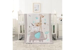 Wowelife Elephant Crib Bedding Set Gray, Premium 3-Piece Baby Bedding Set Elephant, Safari Newborn& Infant Nursery Bedding Set for Baby Boy, Gray