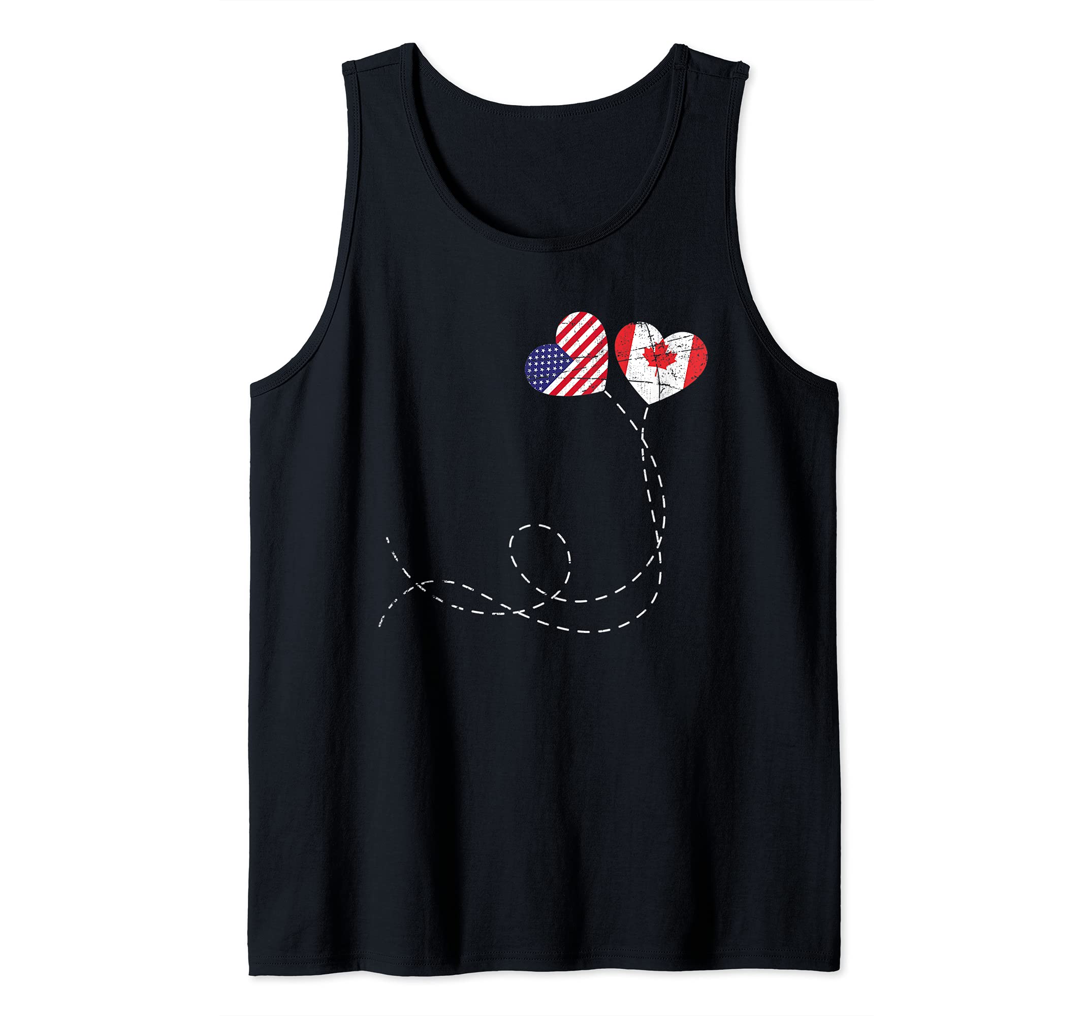Canadian American Flag Hearts US Flag Maple Leaf Canada Tank Top