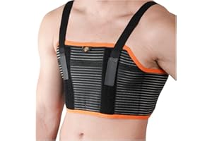 Armor Adult Unisex Chest Support Brace with 2 Metal Inserts to Stabilize the Thorax after Open Heart Surgery, Thoracic Procedure, or Fractures of the Sternum or Rib Cage, Black Color, Size Medium, for Men and Women