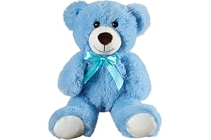 SNOWOLF Teddy Bear Plush Cute Stuffed Animal Toys Pillow Bear Doll Gift for Kids Boys Girls Birthday Christmas Valentine's Day (13.7In/35CM, Blue)