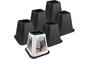 DEDU Bed Risers 6 Inch Heavy Duty 6 Pack, Furniture Risers for Sofas Oversized, Bed Furniture Risers with Non-Slip Pad Supports Up to 2200 Lbs for Bed, Couch, Desk, Chair (Black)