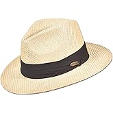 Panama Jack Mens Straw Safari Sun Hat - Lightweight, 3-Pleat Ribbon Band