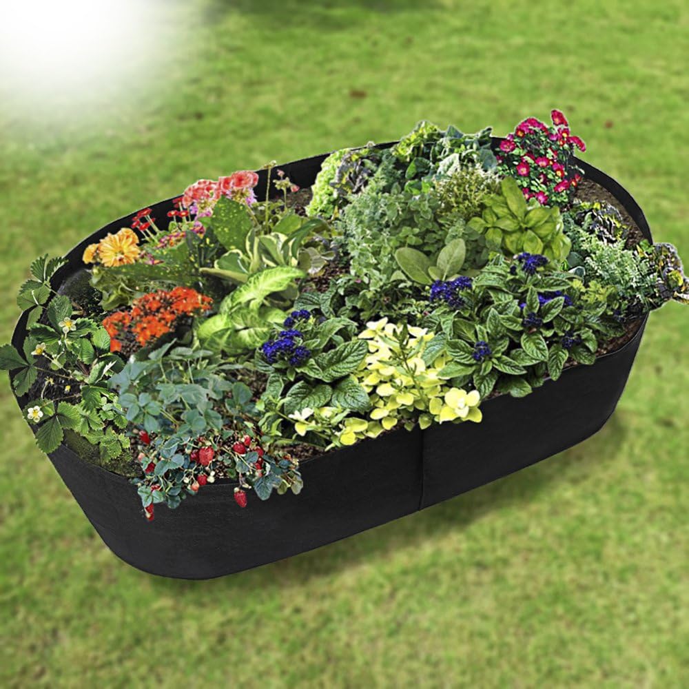 Fabric Raised Garden Bed, 4x2 Feet Rectangle Breathable Planting Container Grow Bag Planter Pot for Plants, Flowers, Vegetables (Black)
