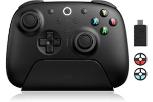 8BitDo Ultimate 2 Wireless Controller with TMR Joysticks for Windows & Android, Gaming Controller with Switchable Hall Effect/Tactile Triggers, RGB Fire Ring, 8Speed Wireless Tech, Charging Dock (Black, Ultimate 2 Wireless)