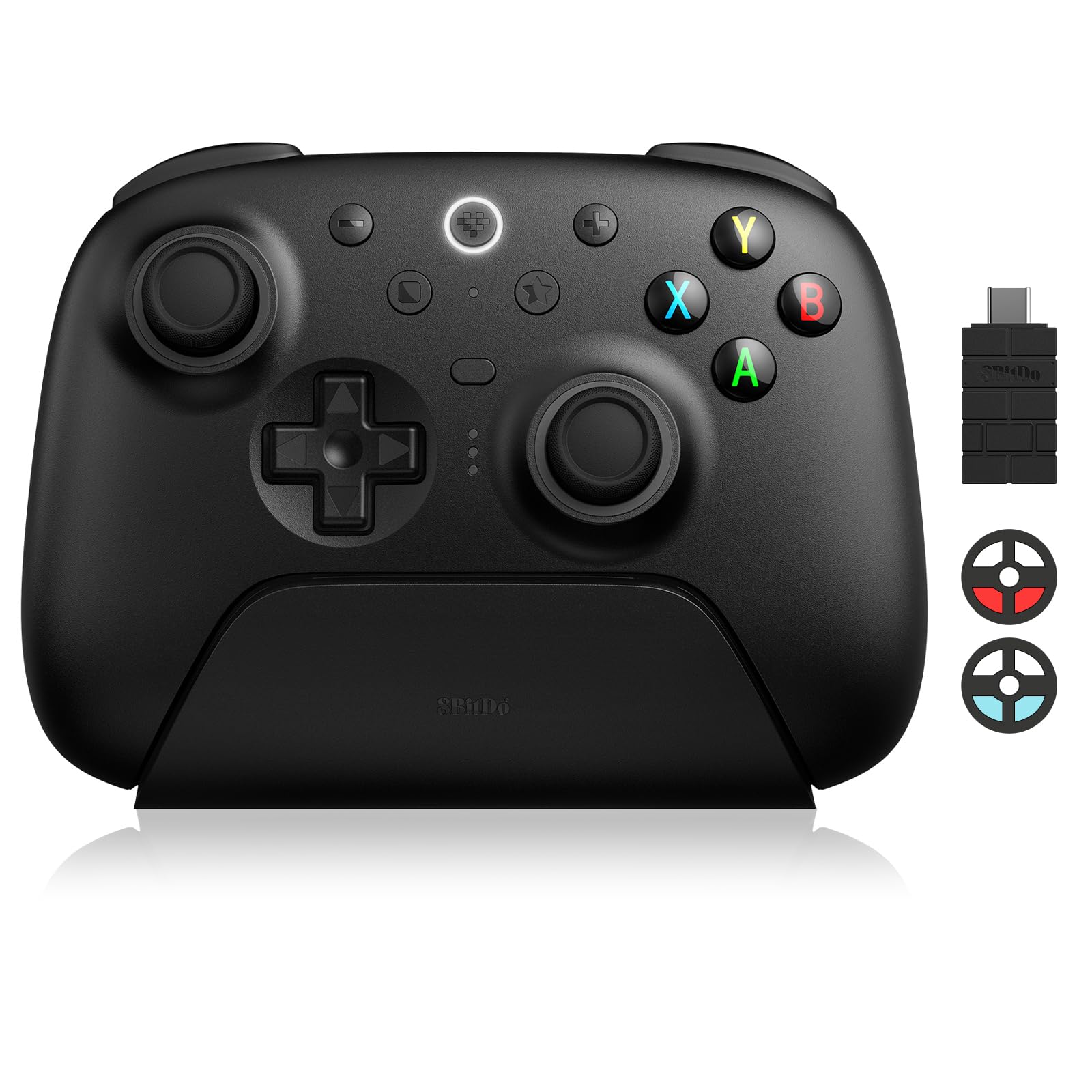 Photo 1 of 8BitDo Ultimate 2 Wireless Controller with TMR Joysticks for Windows & Android, Gaming Controller with Switchable Hall Effect/Tactile Triggers, RGB Fire Ring, 8Speed Wireless Tech, Charging Dock (Black, Ultimate 2 Wireless)