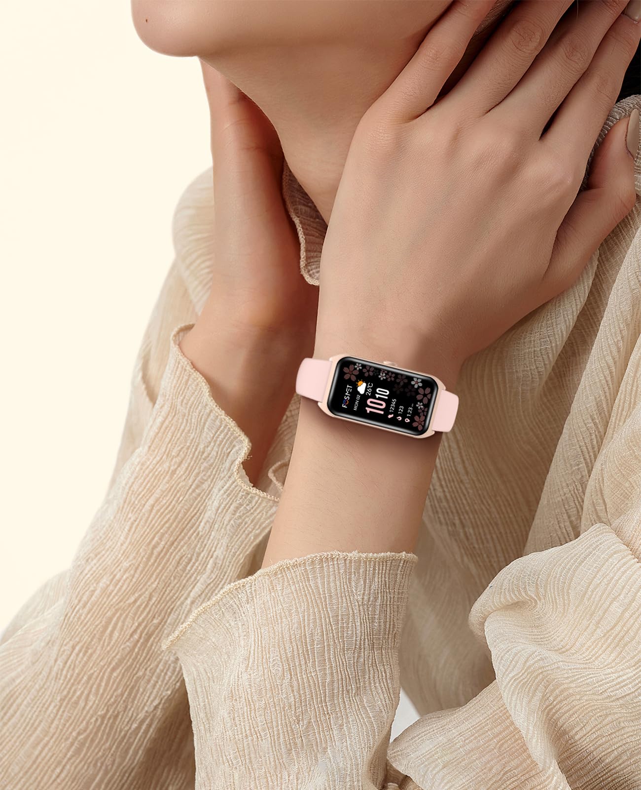 FOSMET FOS10 Smart Watch, 1.47 inch Large Screen, Ultra Narrow Bezel, Smart Band, iPhone and Android Compatible, Thin and Lightweight, IP68 Waterproof, Long Lasting Battery, Smart Band, Incoming