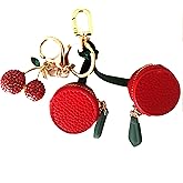QEENQEEU Small Coin Purse for Women – Mini Keychain Wallet & Coin Pouch | Detachable Bag Charms & Purse Charms | Cute Coin Purse Keychain Pouch (Cherry)