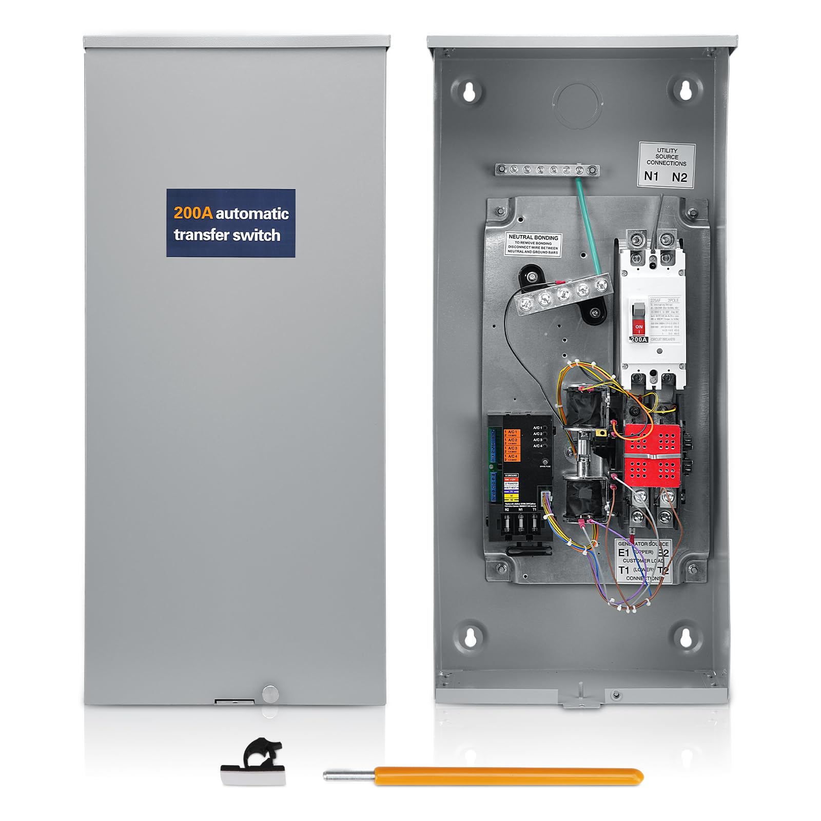 Photo 1 of 200 Amp Single Phase Generator Automatic Transfer Switch for RXSW200A3,NEMA 3R Outdoor Rated Aluminum Enclosure Power Management Replacement Compatible with Evolution or Nexus Generator Controllers